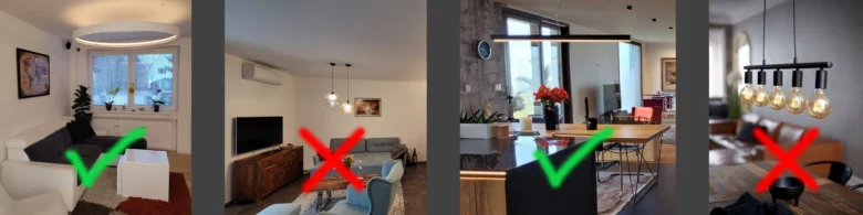 Jasný obývací pokoj s dostatkem přirozeného světla