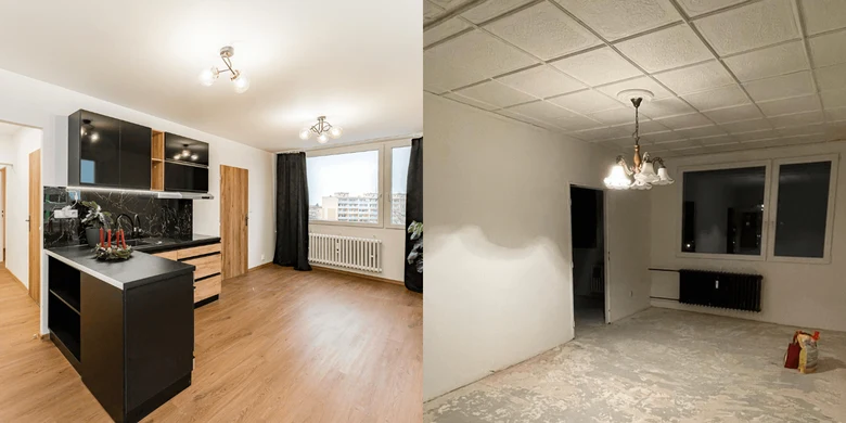 Před a po rekonstrukci panelového bytu