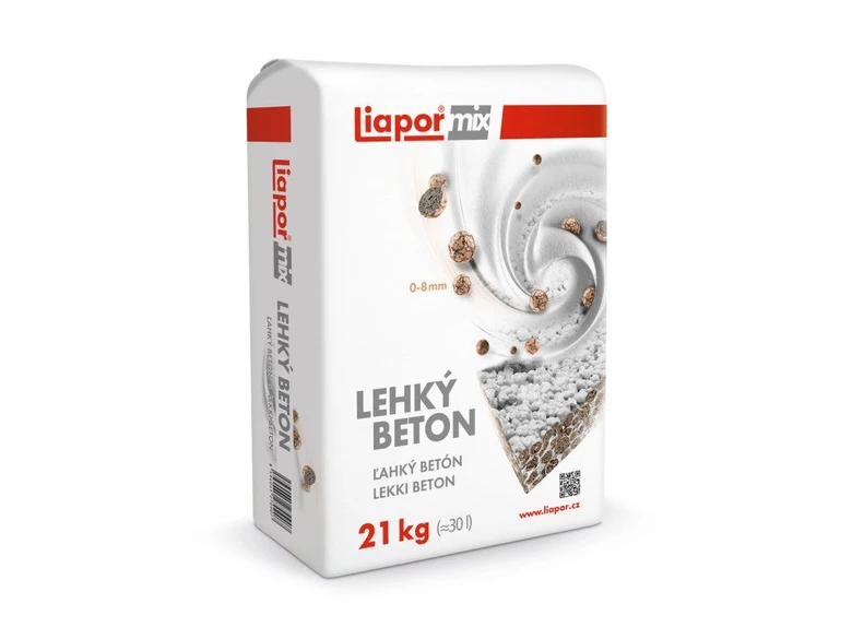 Balík lehkého betonu značky Liapor Mix s agregátem.