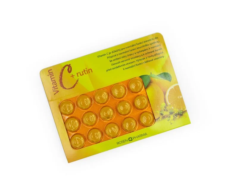 Tabletky s vitamínem C a rutinem od firmy Rosen Pharma.
