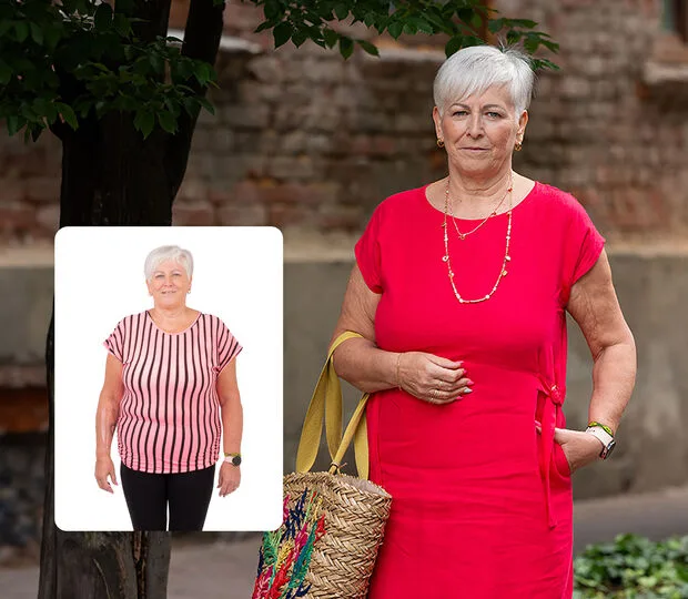 Žena před a po zhubnutí po 50