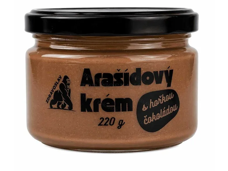 Skleněná dóza arašídového krému s čokoládou