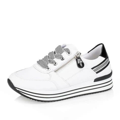 Bílé tenisky s černými pruhy a zipem