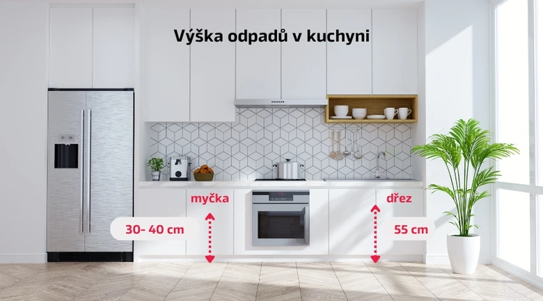 Výška dřezu v kuchyni – 55 cm