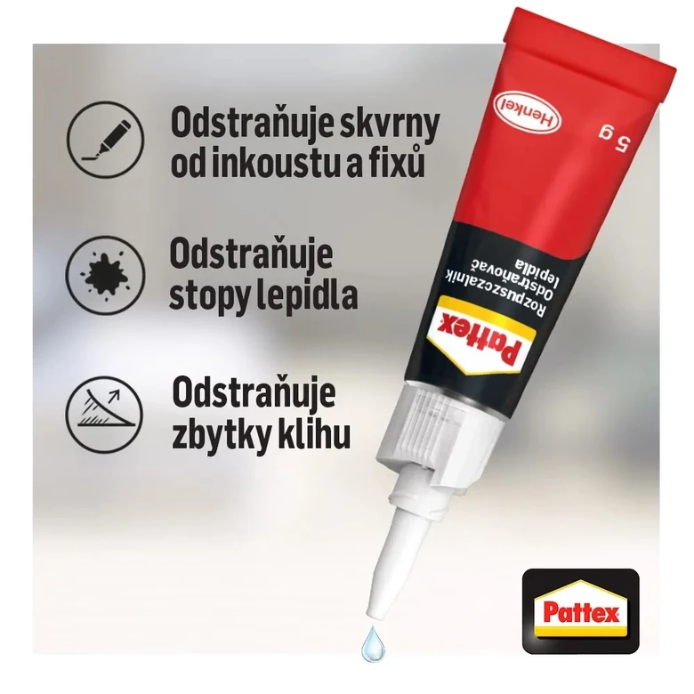 Pattex odstraňovač lepidla, 5 g, pro odstranění lepidla, inkoustu a klihu