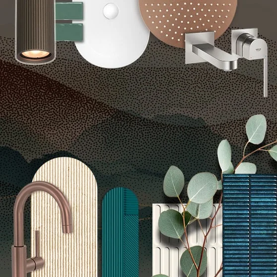 Modern koupelna s designovými koupelnovými příslušenstvími