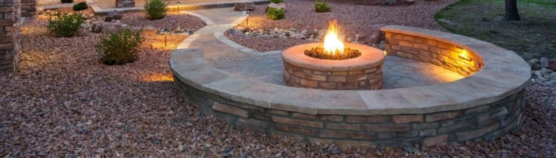 Brick fire pit with seating