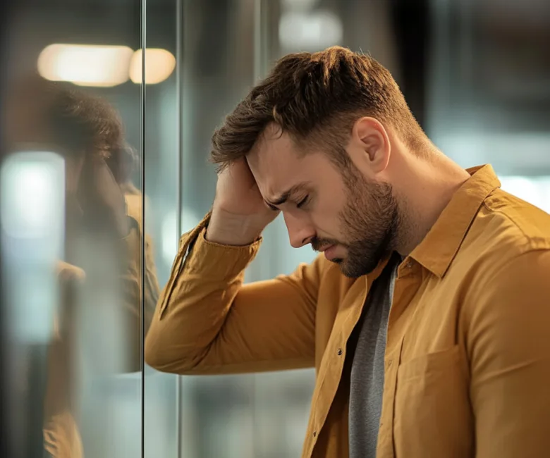 Stressed man in office