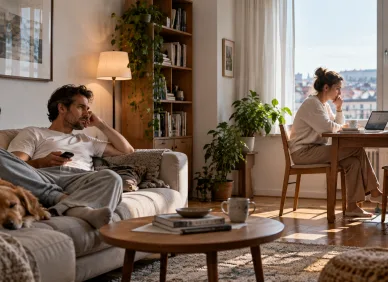 Couple relaxing at home
